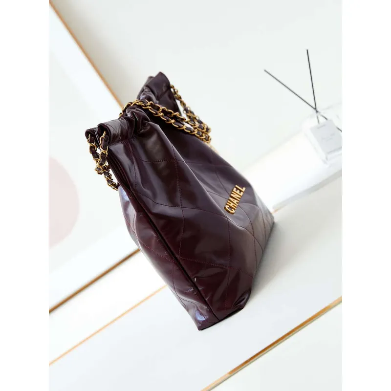 Chanel 22 AS3261 Kabelka Lesklá telecí kůže Tmavě červená