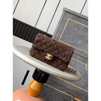 Chanel A69900 Mini Flap Bag z jemné kůže AS1116 tmavě hnědá