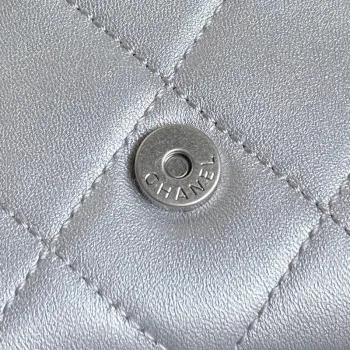 Chanel AS5302 Hobo Lesklá jehněčí kůže & Zlatý tón kovu Stříbrná