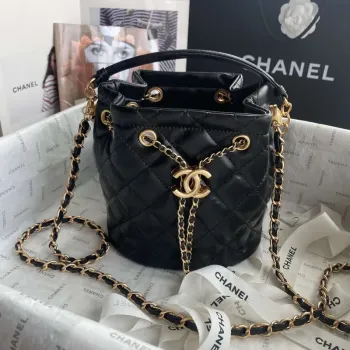 Chanel As2057 Nákupní taška Kbelík S tkaničkou 24c Taška Černá