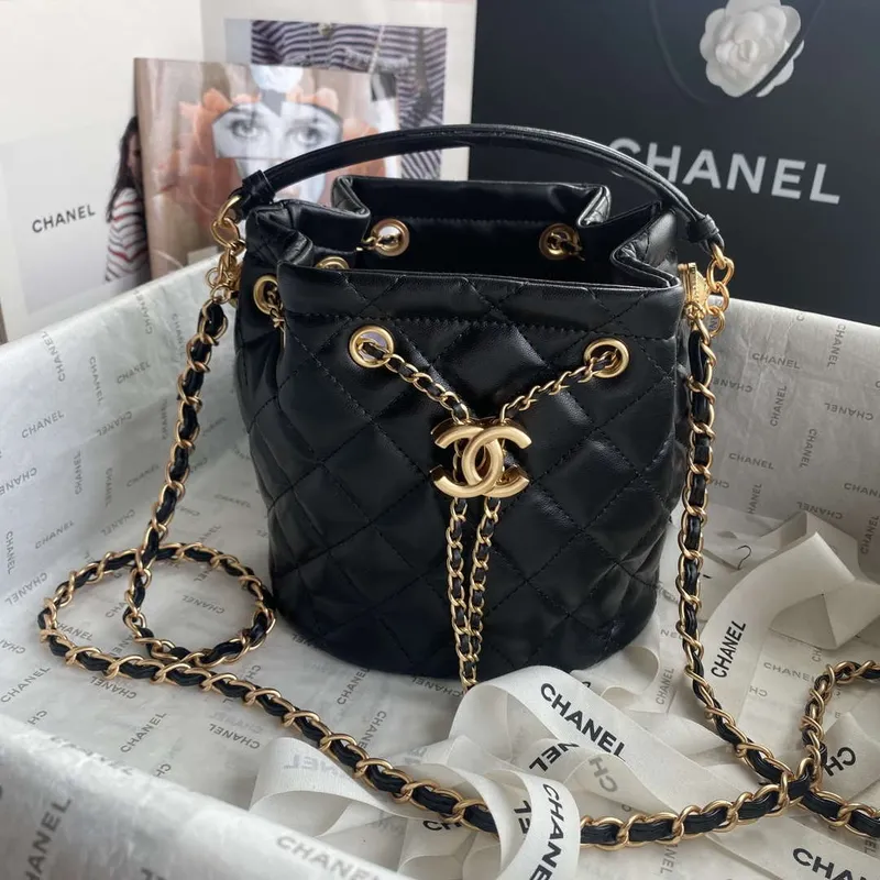Chanel As2057 Nákupní taška Kbelík S tkaničkou 24c Taška Černá