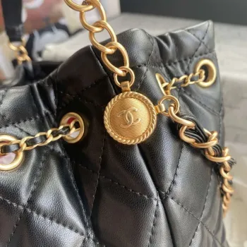 Chanel As2057 Nákupní taška Kbelík S tkaničkou 24c Taška Černá