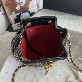 Chanel As2057 Nákupní taška Kbelík S tkaničkou 24c Taška Černá