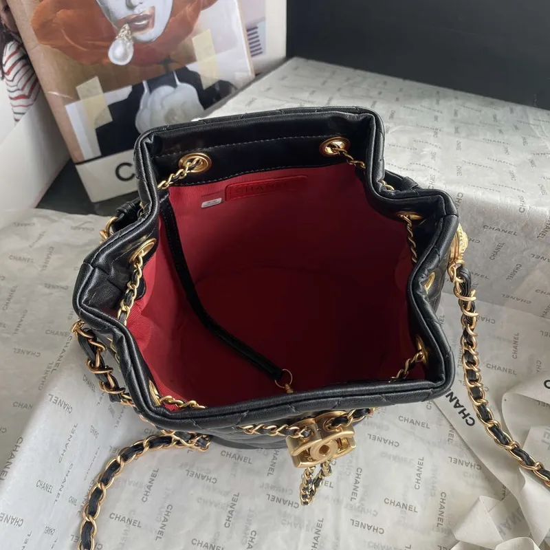 Chanel As2057 Nákupní taška Kbelík S tkaničkou 24c Taška Černá