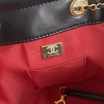 Chanel As2057 Nákupní taška Kbelík S tkaničkou 24c Taška Černá