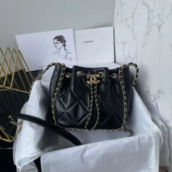 Chanel AS5094 Nákupní taška Kbelík S tkaničkou 24c Taška Černá