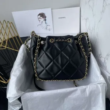 Chanel AS5094 Nákupní taška Kbelík S tkaničkou 24c Taška Černá