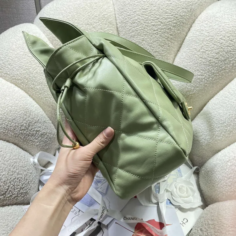 Chanel AS5315 Nákupní taška Lesklá jehněčí kůže & zlatý tón kovu zelená