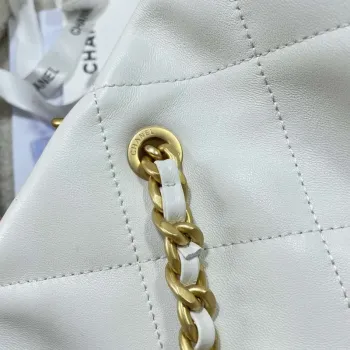 Chanel AS5315 Nákupní taška Lesklá jehněčí kůže & zlatý tón kovu Bílá