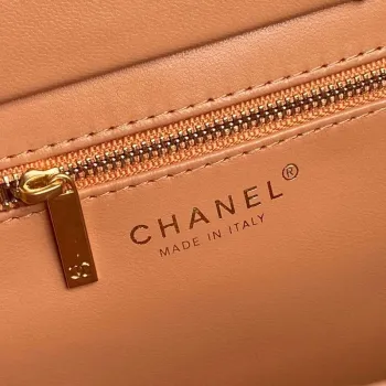Chanel AS5192 Malá taška lesklá jehněčí kůže & zlatý tón kovu  velbloudí