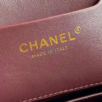 Chanel 25C AS5036 Malá taška z jehněčí kůže & zlatého tónu kovu vínově červená