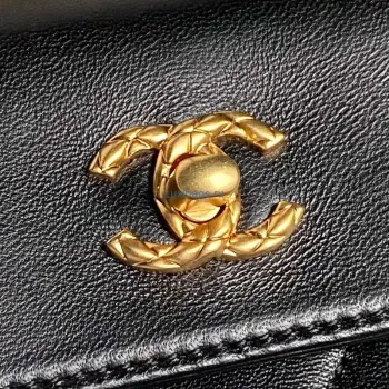 Chanel 25C AS5036 Malá taška z jehněčí kůže & zlatého tónu kovu černá