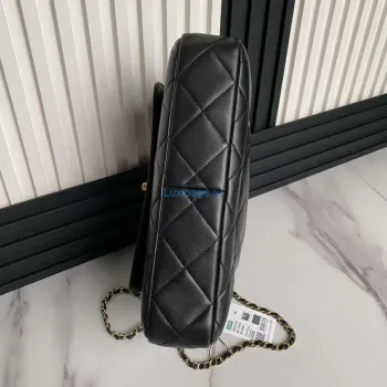 Chanel 25C AS5036 Malá taška z jehněčí kůže & zlatého tónu kovu černá