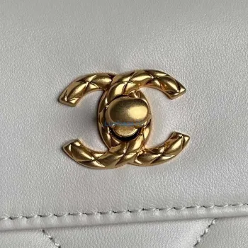 Chanel 25C AS5036 Malá taška z jehněčí kůže & zlatého tónu kovu bílá