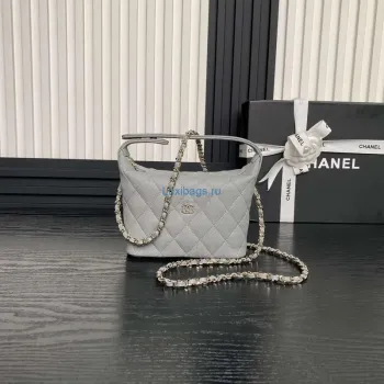 Chanel 25C AP4386 Hobo z jemné telecí kůže & zlatého tónu kovu šedá