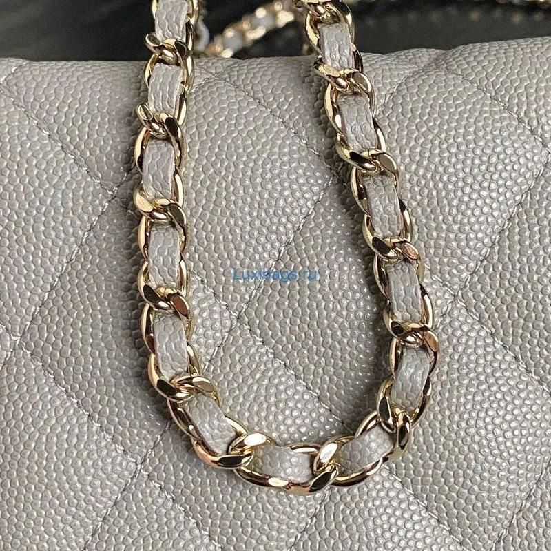 Chanel 25C AP4386 Hobo z jemné telecí kůže & zlatého tónu kovu šedá