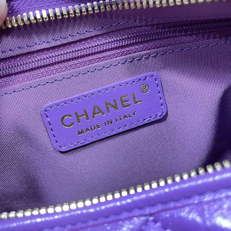 Chanel AS4912 Střední Hobo Lesklá jehněčí kůže & zlatý tón kovu fialová