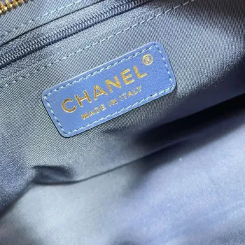 Chanel AS4912 Střední Hobo Lesklá jehněčí kůže & zlatý tón kovu námořnická modrá
