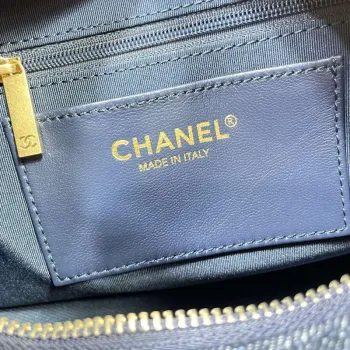 Chanel AS5302 Hobo Lesklý Denim & Zlatý tón kovu Tmavě modrá