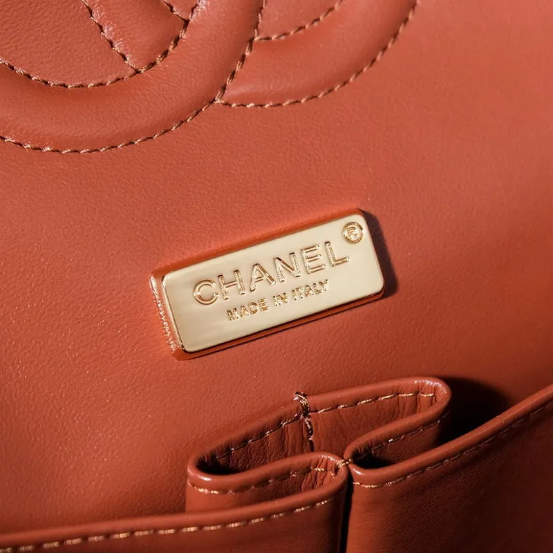 Chanel A01112 Klopová klasická kabelka 11.12 Gradientní jehněčí kůže a zlatý kov Hnědá