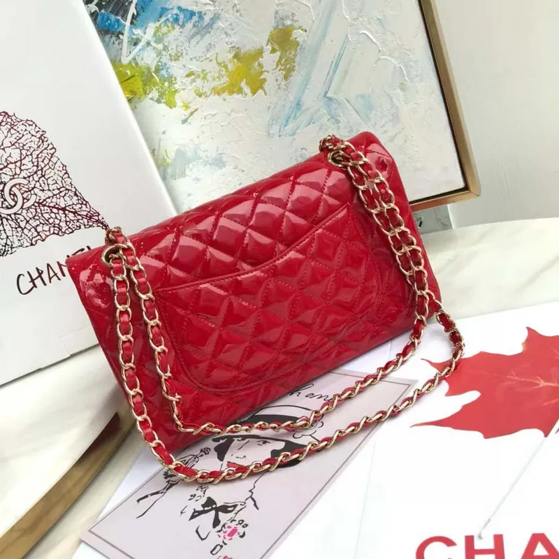 Chanel A01112 Flap Classic 11.12 Kabelka Lakovaná kůže Červená