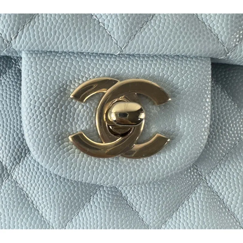Chanel A01112 Flap Classic 11.12 Kabelka Telecí kůže a zlatý kov Modrá