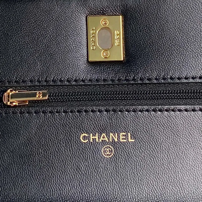 Chanel AP4282 19 Peněženka na řetízku Lesklá jehněčí kůže  Imitace perel a zlatý kov Černá