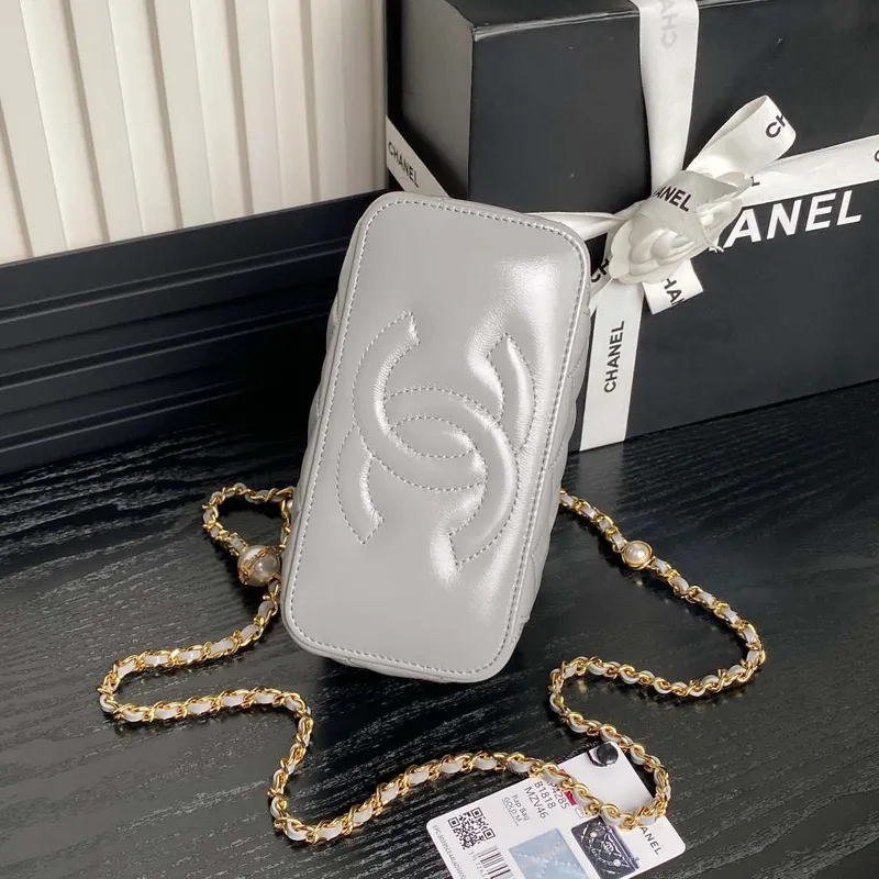 Chanel AP4285 Clutch Pearl s řetízkem Vanity Box taška Šedá