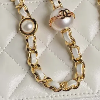 Chanel AP4285 Clutch Pearl s řetízkem Vanity Box taška Bílá