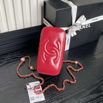 Chanel AP4285 Clutch Pearl s řetízkem Vanity Box taška Červená