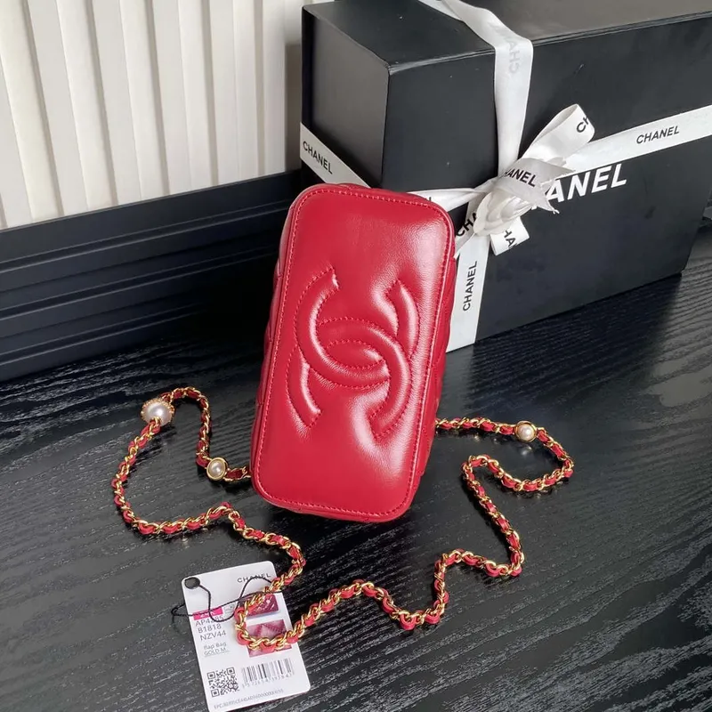 Chanel AP4285 Clutch Pearl s řetízkem Vanity Box taška Červená