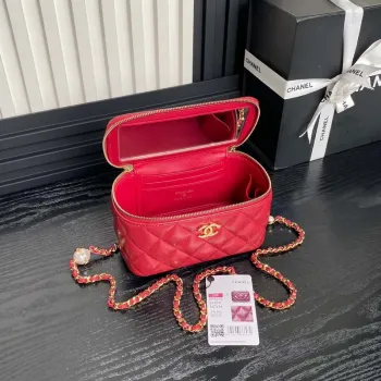 Chanel AP4285 Clutch Pearl s řetízkem Vanity Box taška Červená