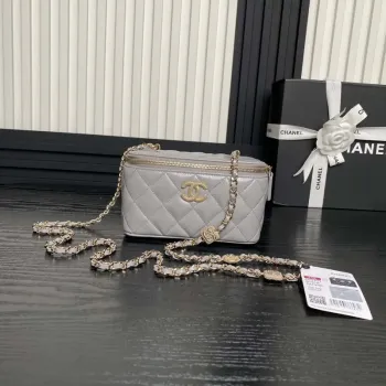 Chanel AP4301 Clutch Embossed Rhinestone s řetízkem Vanity Box taška Šedá