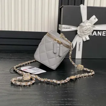 Chanel AP4301 Clutch Embossed Rhinestone s řetízkem Vanity Box taška Šedá