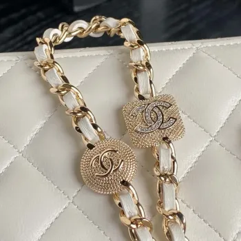 Chanel AP4301 Clutch Embossed Rhinestone s řetízkem Vanity Box taška bílá