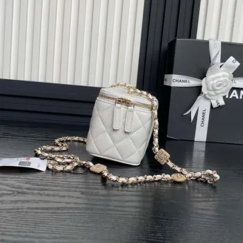 Chanel AP4301 Clutch Embossed Rhinestone s řetízkem Vanity Box taška bílá