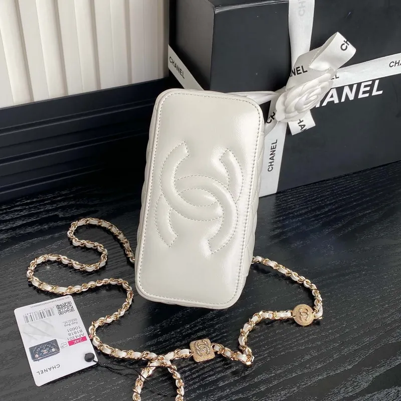 Chanel AP4301 Clutch Embossed Rhinestone s řetízkem Vanity Box taška bílá