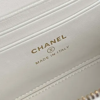 Chanel AP4301 Clutch Embossed Rhinestone s řetízkem Vanity Box taška bílá