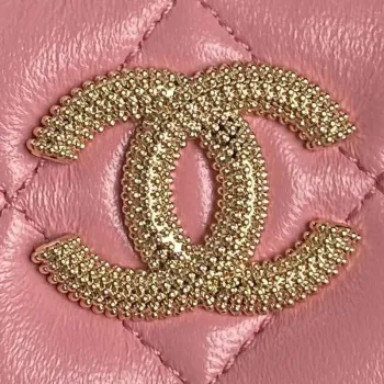 Chanel AP4301 Clutch Embossed Rhinestone s řetízkem Vanity Box taška Růžová