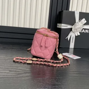 Chanel AP4301 Clutch Embossed Rhinestone s řetízkem Vanity Box taška Růžová