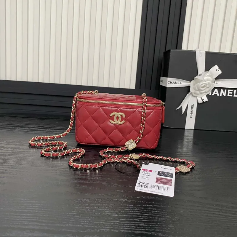 Chanel AP4301 Clutch Embossed Rhinestone s řetízkem Vanity Box taška Červená
