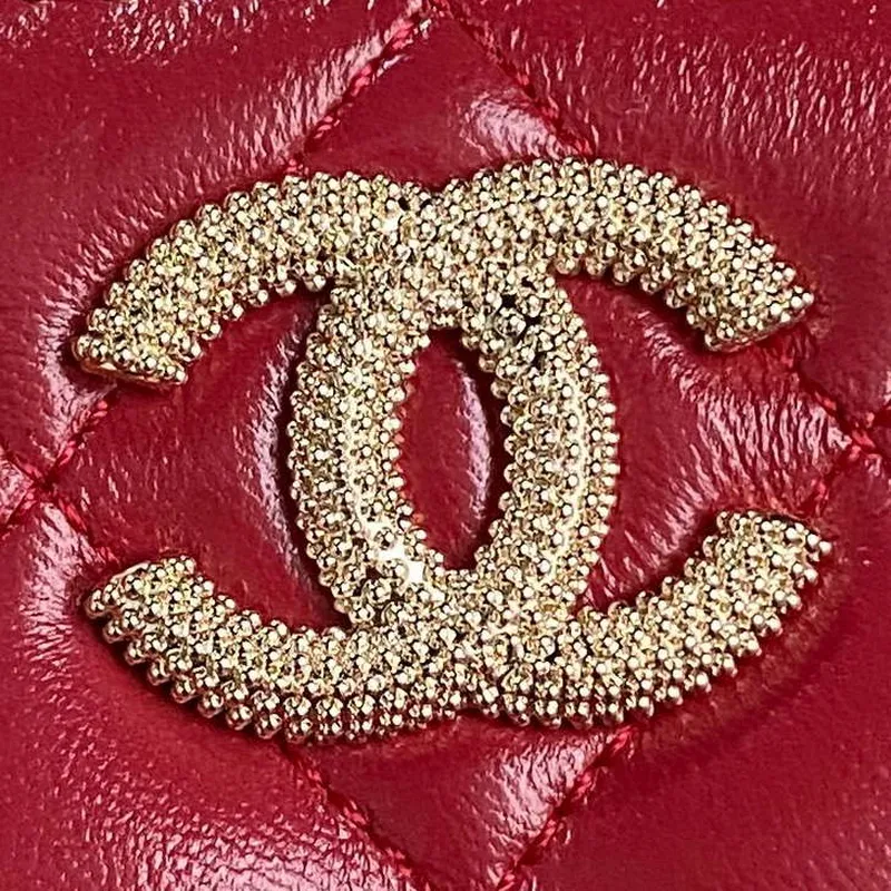 Chanel AP4301 Clutch Embossed Rhinestone s řetízkem Vanity Box taška Červená
