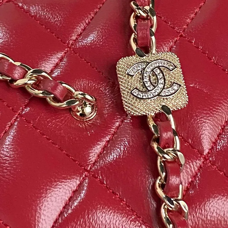 Chanel AP4301 Clutch Embossed Rhinestone s řetízkem Vanity Box taška Červená