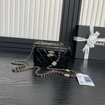 Chanel AP4301 Clutch Embossed Rhinestone s řetízkem Vanity Box taška Černá