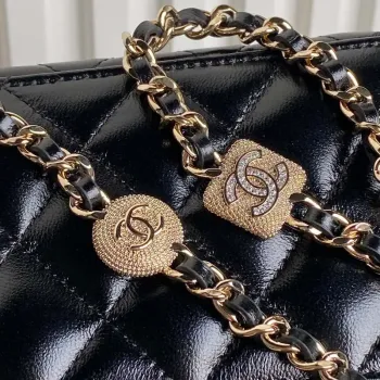 Chanel AP4301 Clutch Embossed Rhinestone s řetízkem Vanity Box taška Černá