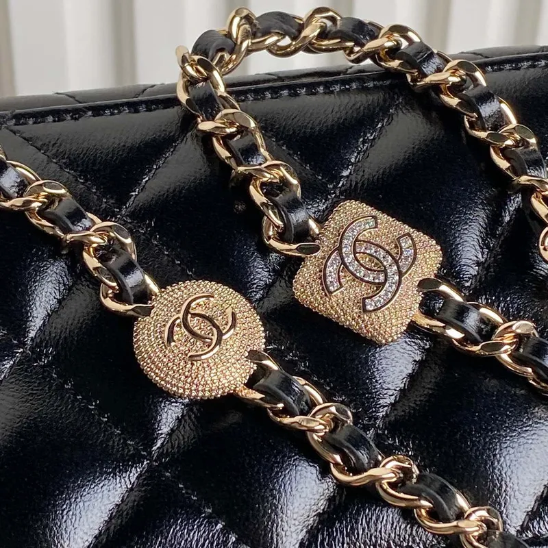 Chanel AP4301 Clutch Embossed Rhinestone s řetízkem Vanity Box taška Černá