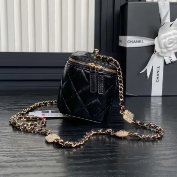 Chanel AP4301 Clutch Embossed Rhinestone s řetízkem Vanity Box taška Černá
