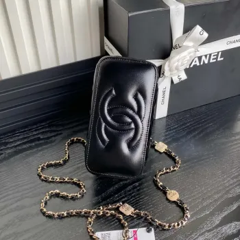 Chanel AP4301 Clutch Embossed Rhinestone s řetízkem Vanity Box taška Černá