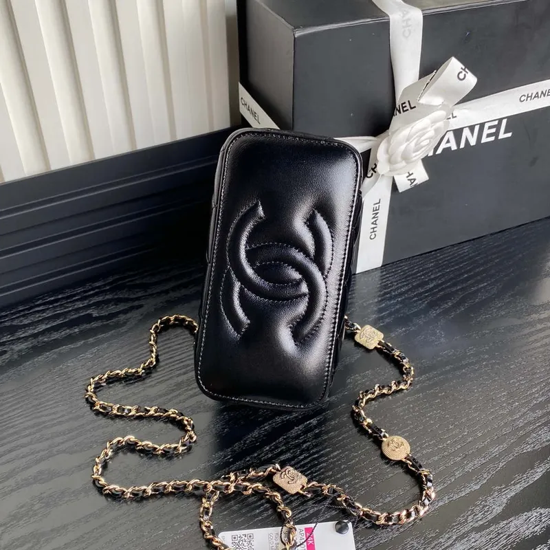Chanel AP4301 Clutch Embossed Rhinestone s řetízkem Vanity Box taška Černá