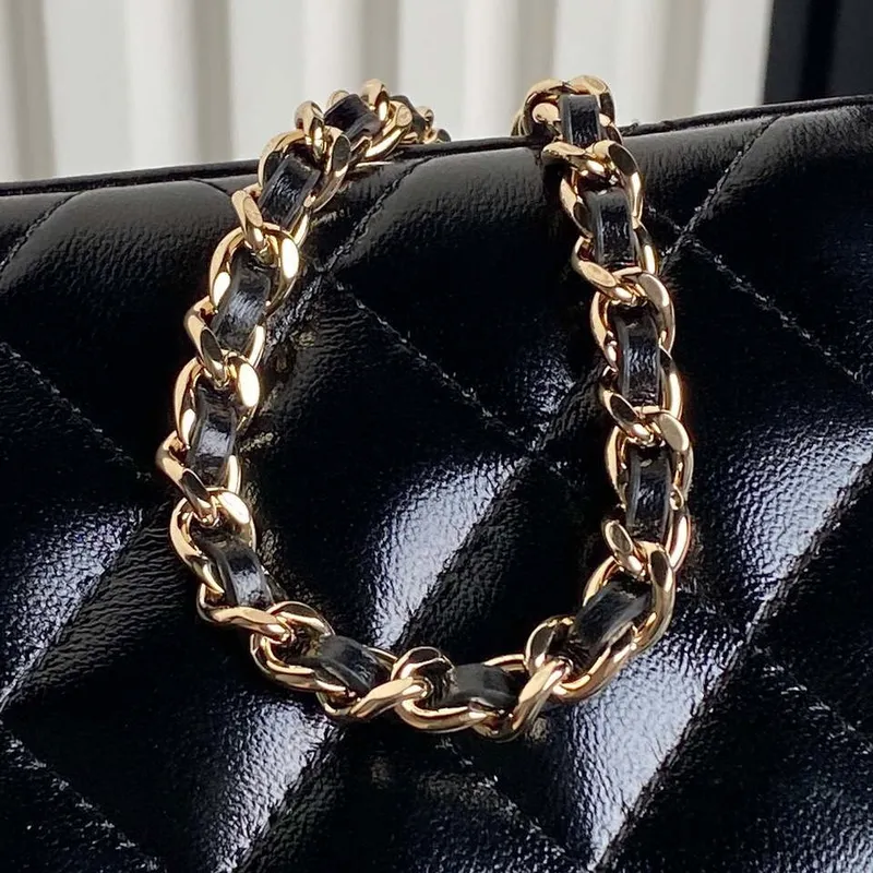 Chanel AP4301 Clutch Embossed Rhinestone s řetízkem Vanity Box taška Černá